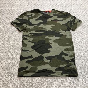 Superdry The Orange Label Urban Shirt Mens Small Green Camo Short Sleeve Japan